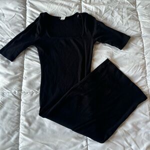 Fashion Nova Ribbed Square Neck Bodycon Midi Dress - Small